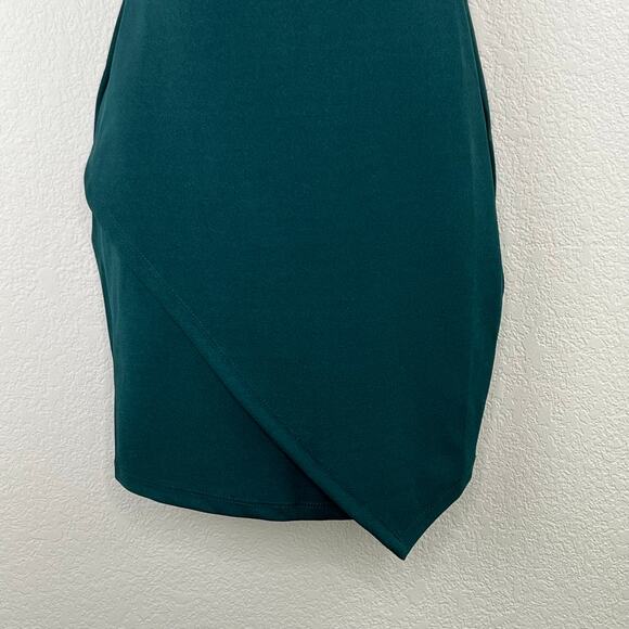 Sequin Hearts Green Scuba Strappy Asymmetric Mini Sheath Dress Junior 5 NWT - Picture 7 of 15